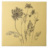 セラミックタイル上のクイーンアンのレース（黄色A） タイル (正面)