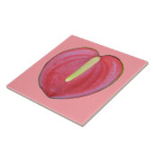 セラミックタイル上の赤いアンスリウム花 タイル (側面)