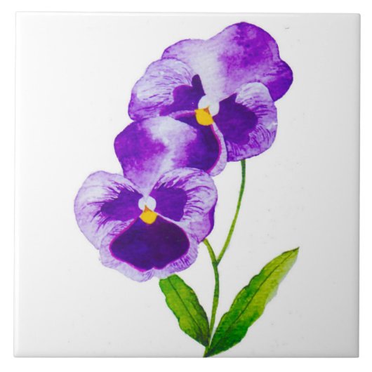 セラミックタイル上の「パンジーパーティー」(III) タイル (正面)