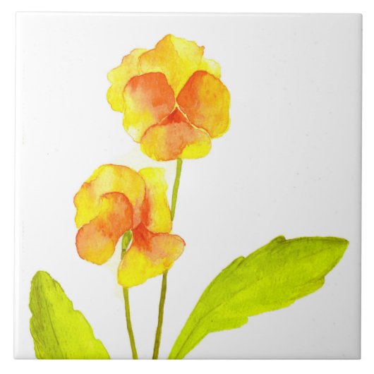 セラミックタイル上の「パンジーパーティー」(IV) タイル (正面)