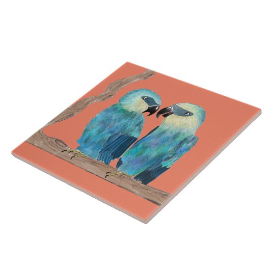 セラミックタイル上のSpix's Macaws - (O) タイル (側面)