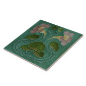 セラミックタイル淡い色の – ピンクの睡蓮アールヌーボー タイル (側面)