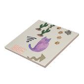 セラミックタイル猫の魚のサボテンmeowの足 タイル (側面)