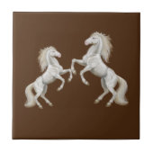 セラミックタイル白い馬茶色 タイル (正面)