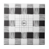 セラミックタイル白と黒の格子柄の愛 タイル (正面)