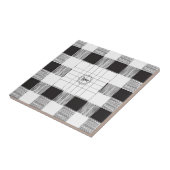 セラミックタイル白と黒の格子柄の愛 タイル (側面)