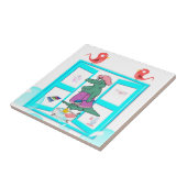 セラミックタイル白アリゲーターバブルバスバード タイル (側面)