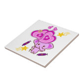 セラミックタイル白パープルゾウハート タイル (側面)