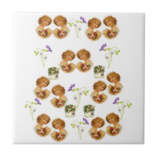 セラミックタイル白ビクトリアン タイル (正面)