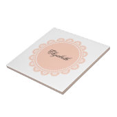 セラミックタイル白ピンクレース タイル (側面)