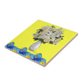 セラミックタイル白フローラブルー黄 タイル (側面)