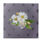 セラミックタイル白フローラ灰色 タイル (正面)