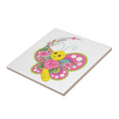 セラミックタイル白フローラ蝶 タイル (側面)