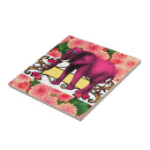 セラミックタイル白フローラ象 タイル (側面)