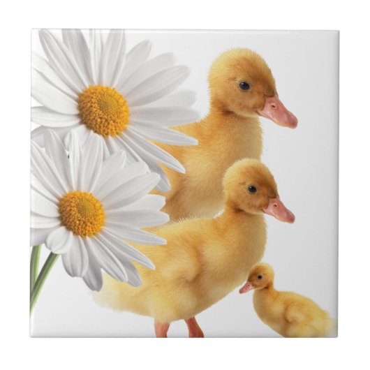 セラミックタイル白色デイジーフローラ タイル (正面)