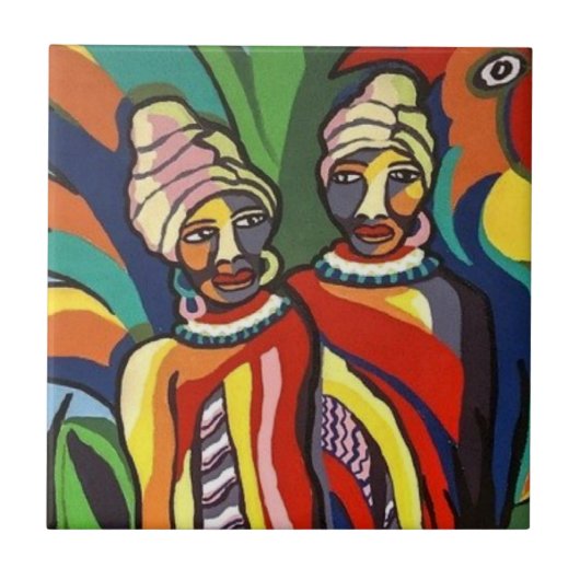 セラミックタイル素朴アフリカ文化 タイル (正面)