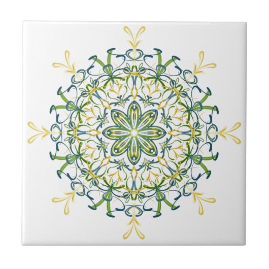 セラミックタイル緑と黄色 タイル (正面)