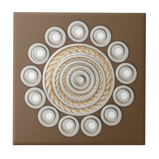 セラミックタイル茶色ロープ タイル (正面)