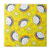 セラミックタイル虹、太陽、雲、黄色 タイル (正面)