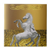 セラミックタイル金ゴールド白馬 タイル (正面)