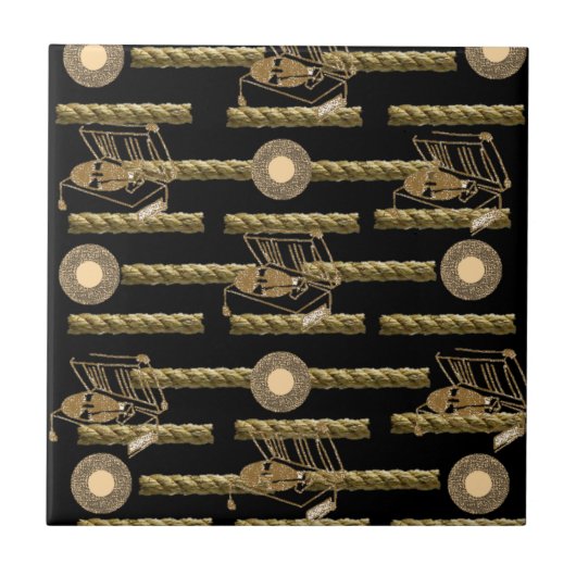 セラミックタイル黒カントリーロープ タイル (正面)