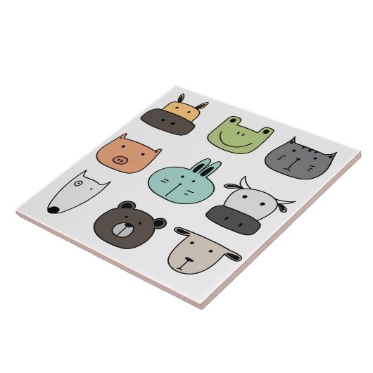 セラミックタイル – おもしろい動物頭部 (側面)