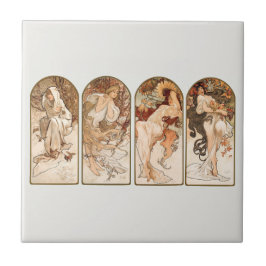 セラミックタイル：アルフォンズマリアミュシャ:季節 タイル