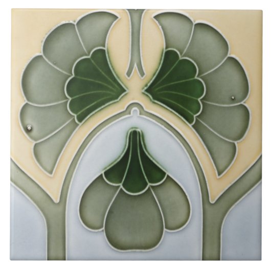 セラミックタイル – アンティークアールヌーボー縁どフローラ (正面)