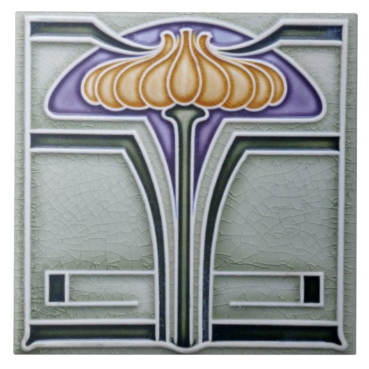セラミックタイル – アールヌーボーフローラウォールタイル (正面)
