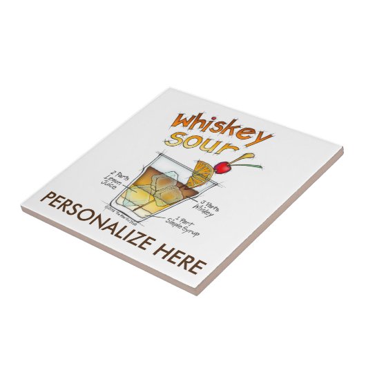 セラミックタイル – ウィスキーサワーレシピカクテルアート (側面)