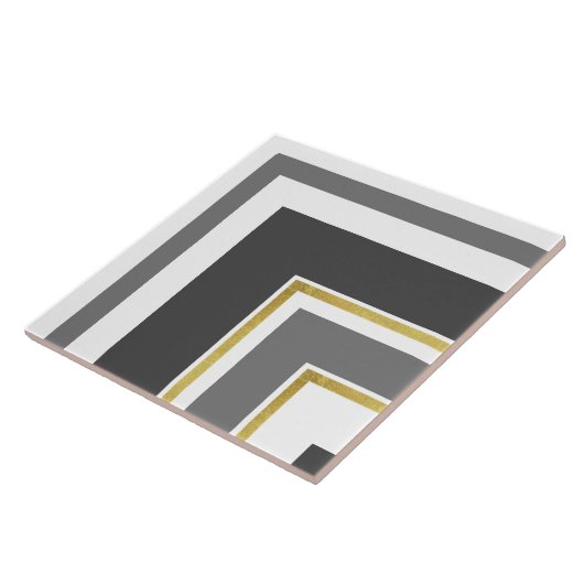 セラミックタイル – グレーのシェード金ゴールド分割コーナー (側面)