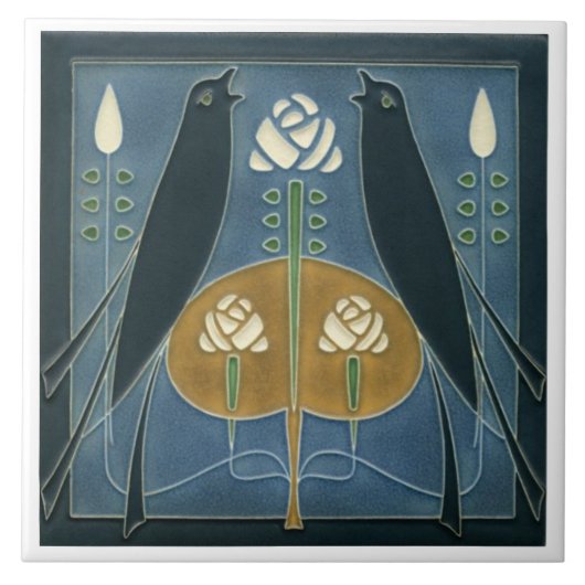 セラミックタイル – ソンバードアールヌーボーフローラホワイト (正面)