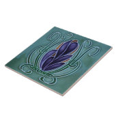 セラミックタイル – パープルフローラアールヌーボーデザイン (側面)