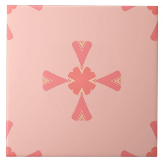 セラミックタイル – ピンクと黄色のタイルパターン (正面)