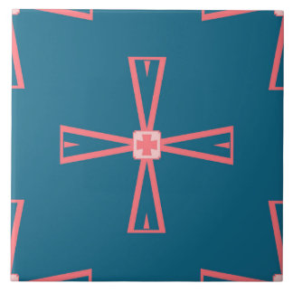 セラミックタイル – ピンク色の青いタイル模様