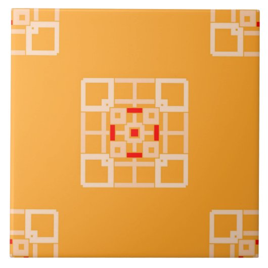 セラミックタイル – ピーチとオレンジ色の赤 (正面)