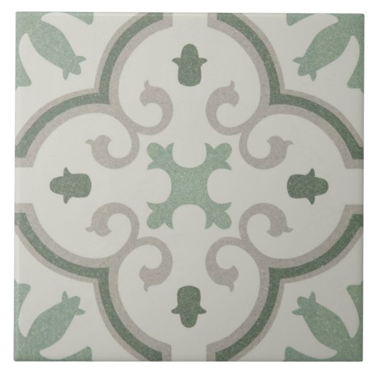 セラミックタイル – モロッコグリーンベージュ (正面)