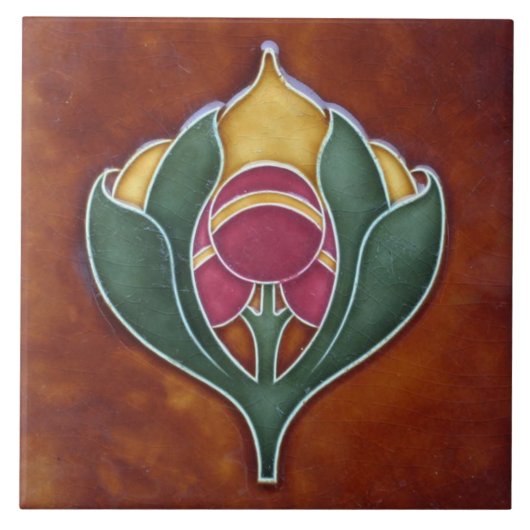 セラミックタイル – ユニークヴィンテージフローラアールヌーボー (正面)