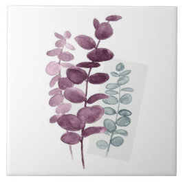 セラミックタイル-ユーカリ ウォーターカラー インディゴ/グリーン タイル