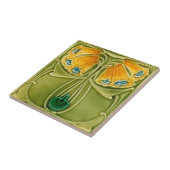 セラミックタイル – ヴィンテージイエローフローラアールヌーボー (側面)