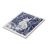 セラミックタイル – ヴィンテージブルーとホワイトキツネ (側面)