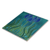 セラミックタイル – ヴィンテージブルーチューリップアールヌーボー (側面)