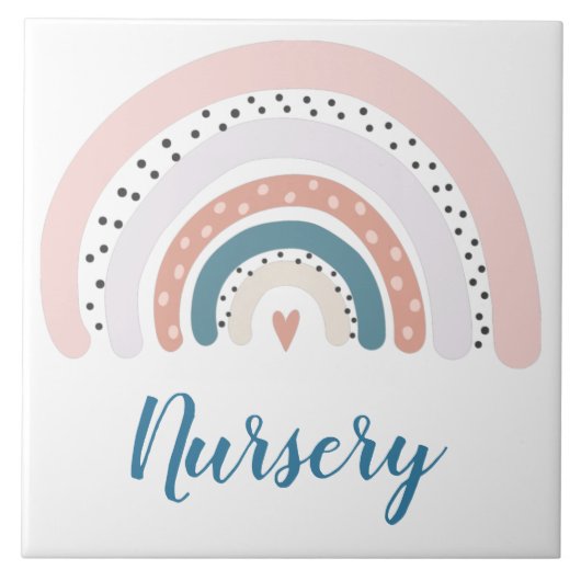 セラミックタイル – 子供部屋モダンレインボー水玉模様 (正面)