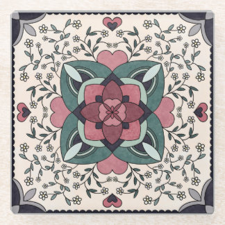 セラミックタイル、小（4.25インチx 4.25インチ） ガラスコースター