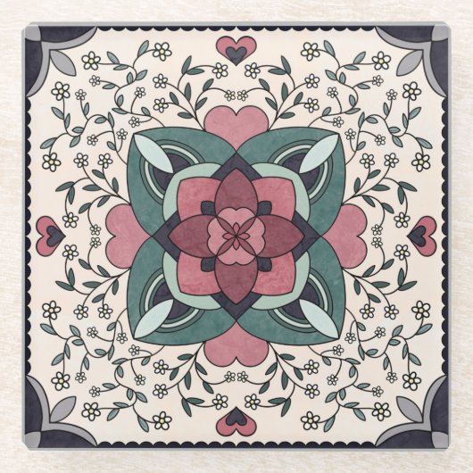 セラミックタイル、小(4.25インチx 4.25インチ) ガラスコースター (正面)