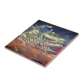 セラミックタイル、小(4.25 x 4.25インチ)「フォークデザイン」 タイル (側面)