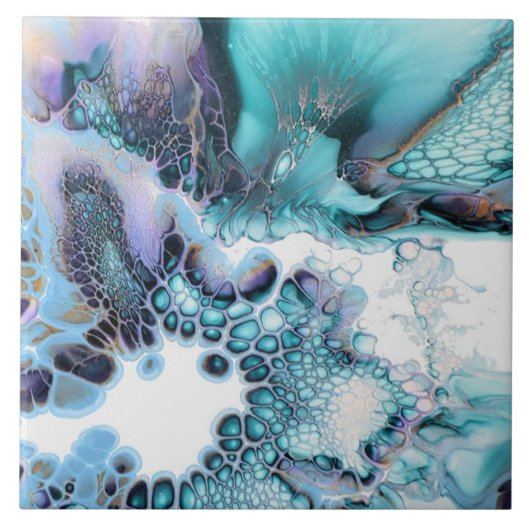 セラミックタイル – 抽象芸術アルコールインクギクレープリント (正面)