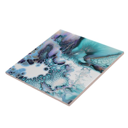 セラミックタイル – 抽象芸術アルコールインクギクレープリント (側面)