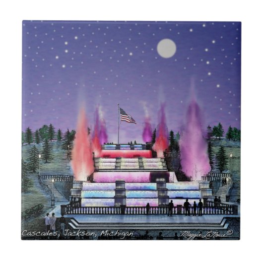 セラミックタイル-滝ジャクソンミシガン州 タイル (正面)
