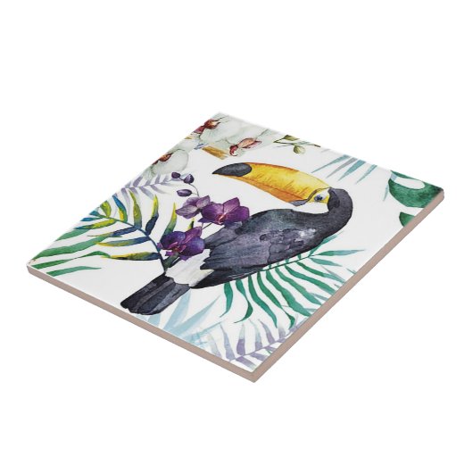 セラミックタイル – 熱帯鳥 (側面)